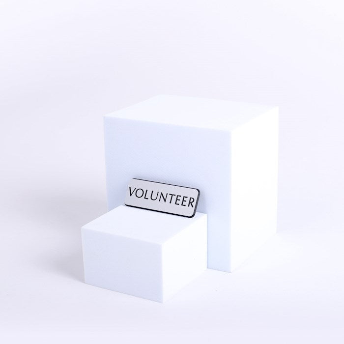Badge-Contemporary-Volunteer-Silver/Black-Magnetic Back