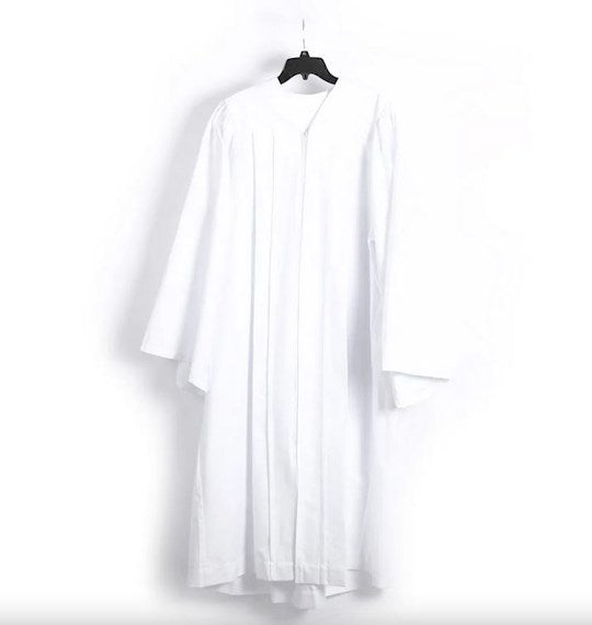 Baptismal Gown-Polyester-Box Pleats-White-X Large (28.5" x 59")