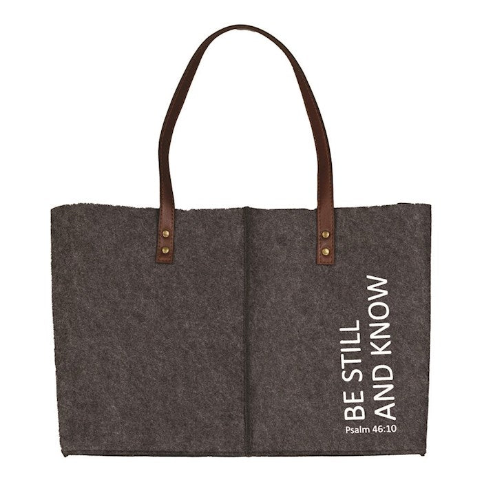 Tote Bag-Be Still And Know-Charcoal Felt (15" x 11") (OUT OF PRINT)