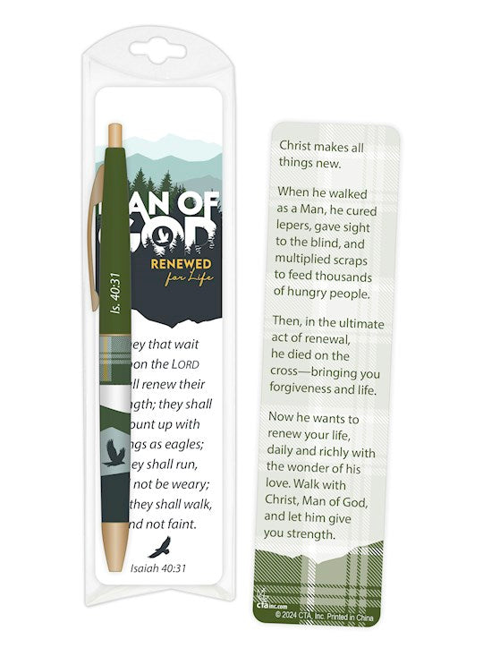Pen & Bookmark Set-Man Of God: Renewed For Life