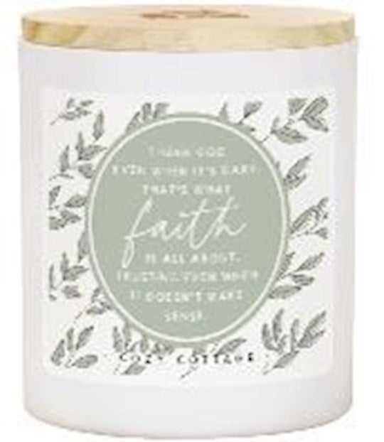 Candle-Faith Is About Leaves-Cozy Cottage Scent (11 Oz - 2 Wick)
