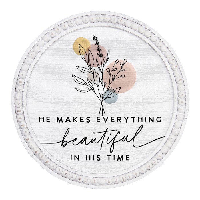 Beaded Art Round-He Makes Beautiful (14" x 14")