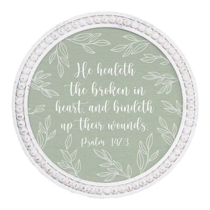 Beaded Art Round-He Healeth Broken (14" x 14")