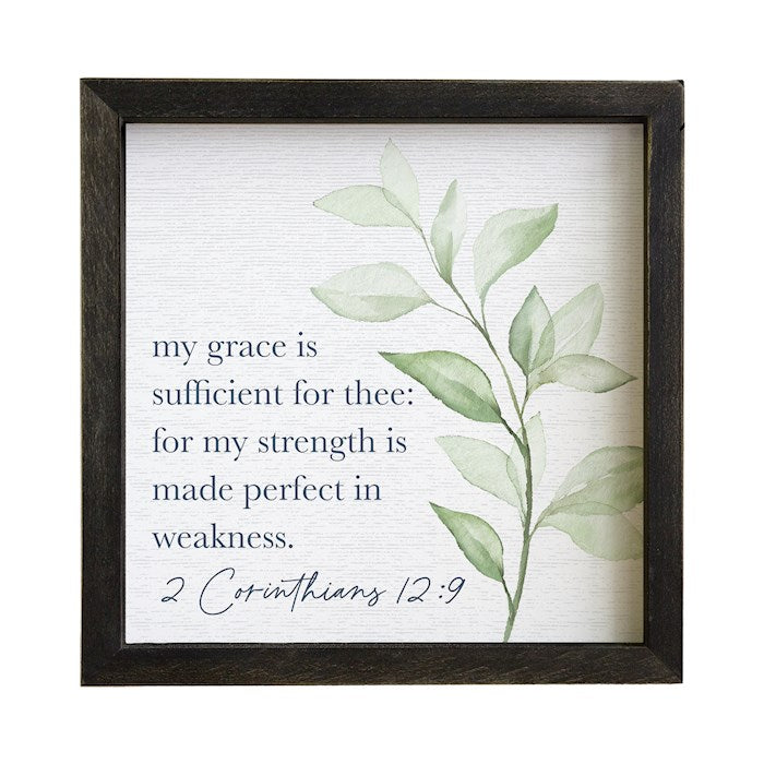 Rustic Frame-Grace Is Sufficient Leaf (10" x 10")