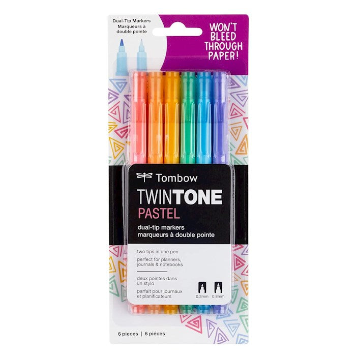 Pen-Dual-Tip Twintone Pastel Marker Set (Set Of 6)