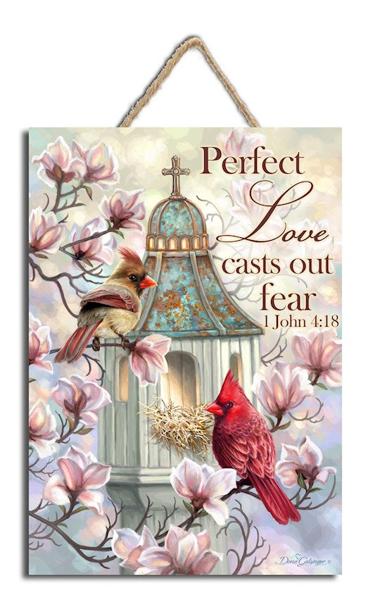 Sign-Perfect Love Cardinals w/Rope Hanger (8" x 10")