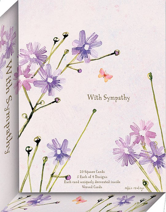 Boxed Card-Square-Assorted-With Sympathy (Box Of 20)