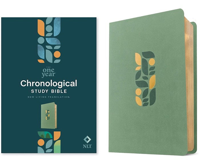 NLT The One Year Chronological Study Bible-Sage Green Mosaic LeatherLike