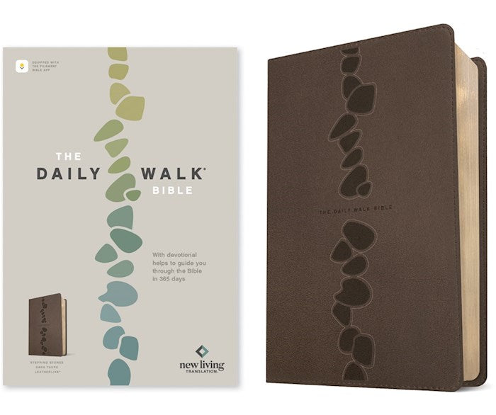 NLT The Daily Walk Bible Filament Enabled-Dark Taupe Stepping Stone LeatherLike