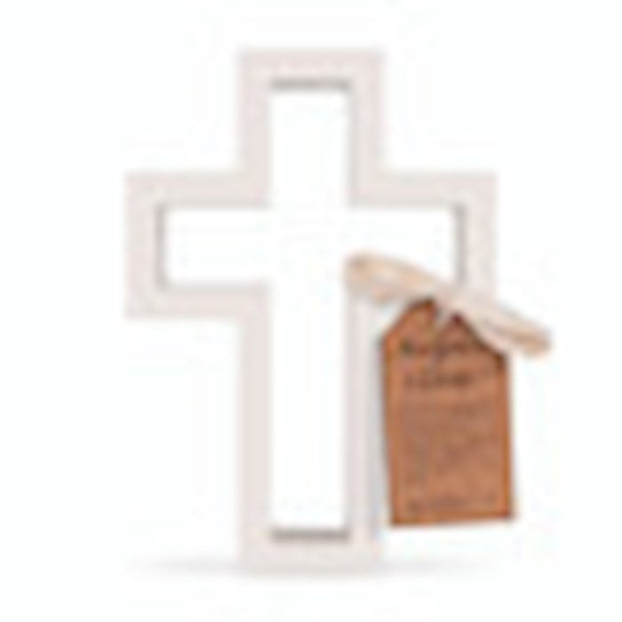 Tabletop Decor-Open Cross-White (5.75" x 8")