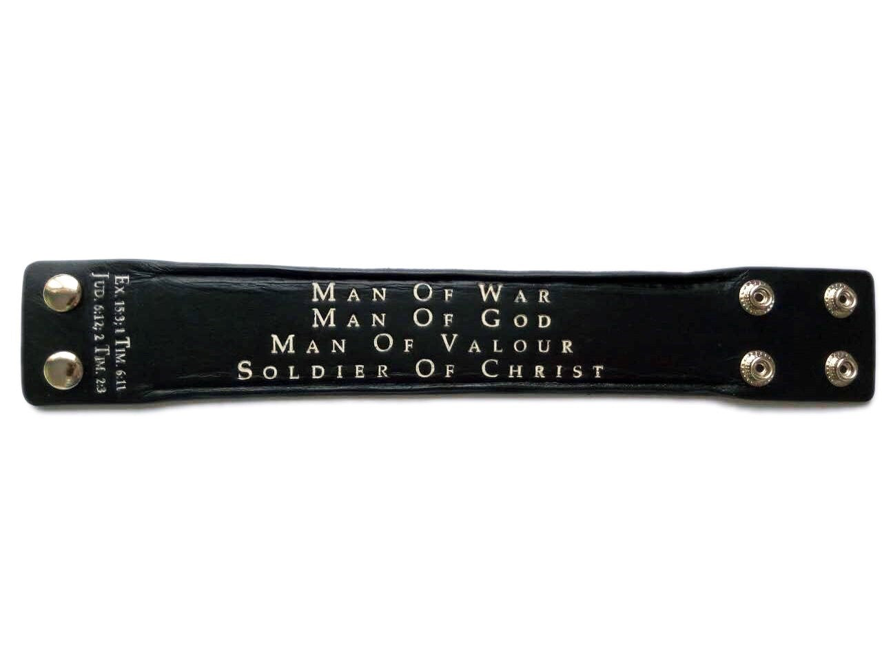 Bracelet-Black Leather-Identity (Mens) (9")