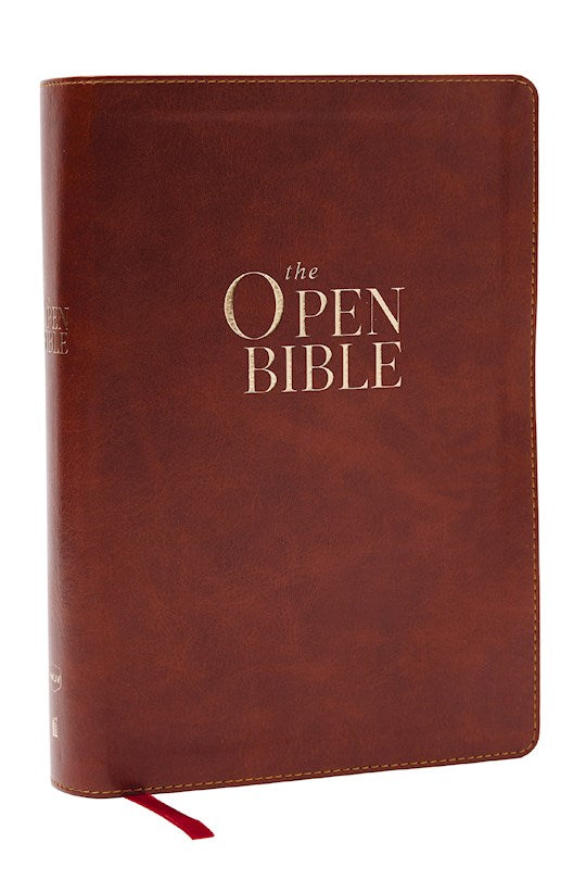NKJV The Open Bible (Comfort Print)-Brown Leathersoft