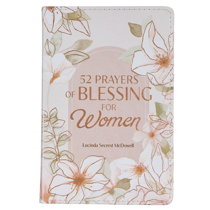 52 Prayers Of Blessing For Women-White Floral Faux Leather
