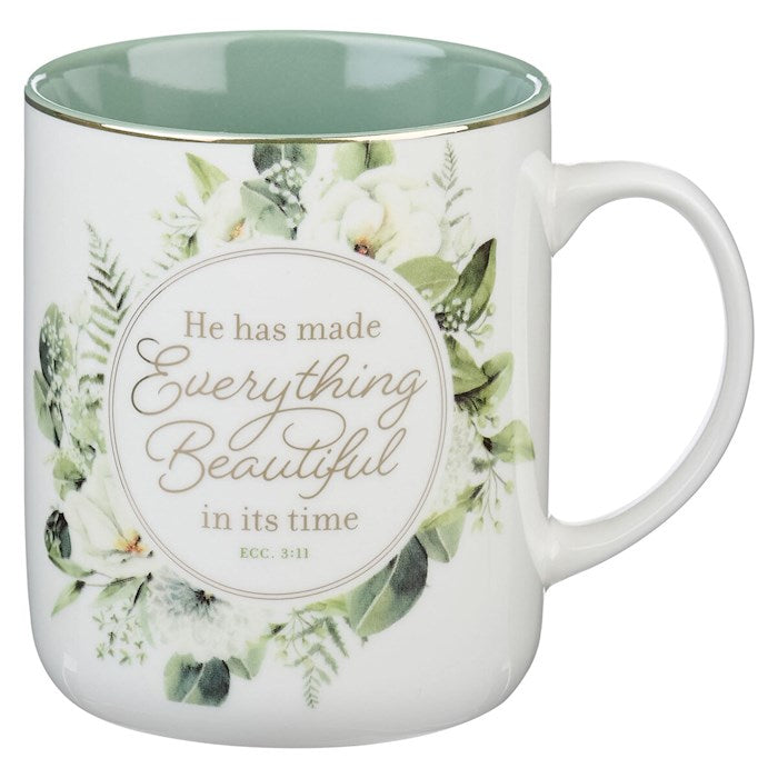 Mug-He Has Made Everything Beautiful (Eccesiastes 3:11)-Green Floral (MUG1111)