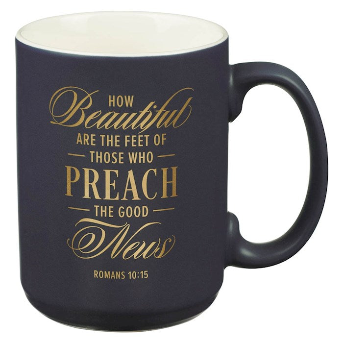 Mug-Preach Good News Pastor (Romans 10:15)-Navy (MUG1132)