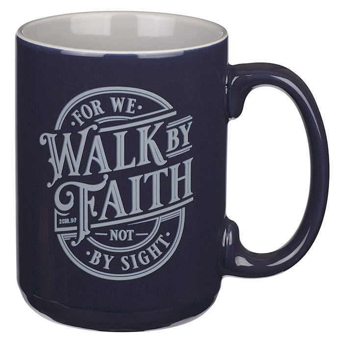 Mug-Walk By Faith (2 Corinthians 5:7)-Navy (MUG1133)