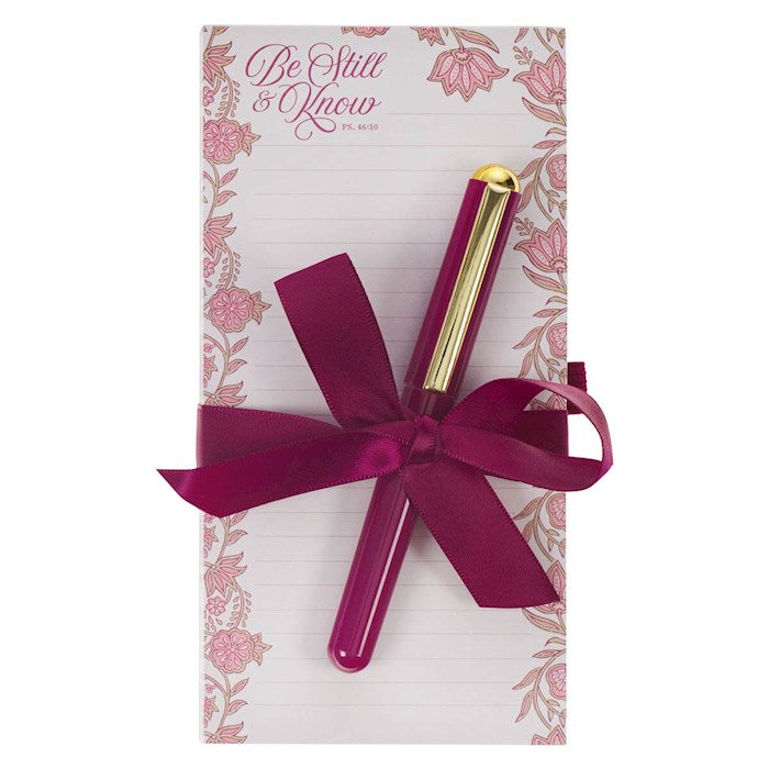Magnetic Shopping List W/ Pen-Be Still Ps. 46:10-Pink