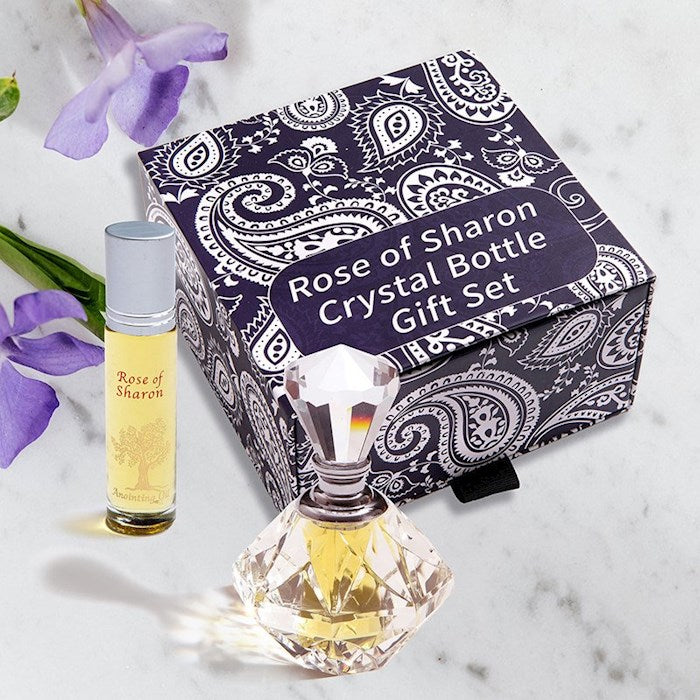 Anointing Oil-Rose Of Sharon Crystal Bottle Gift Set (