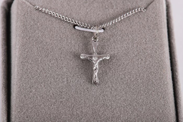 Necklace-Sterling Silver-Crucifix (16")