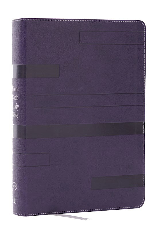 NKJV Color Code Study Bible-Purple Leathersoft Indexed