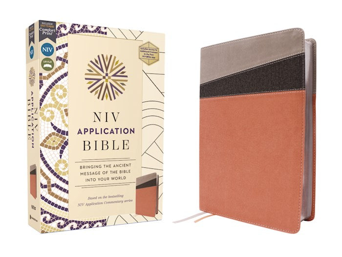 NIV Application Bible (Comfort Print)-Coral/Gray Leathersoft