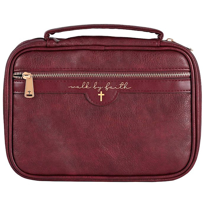 Bible Cover-Walk By Faith-Burgundy-XLG