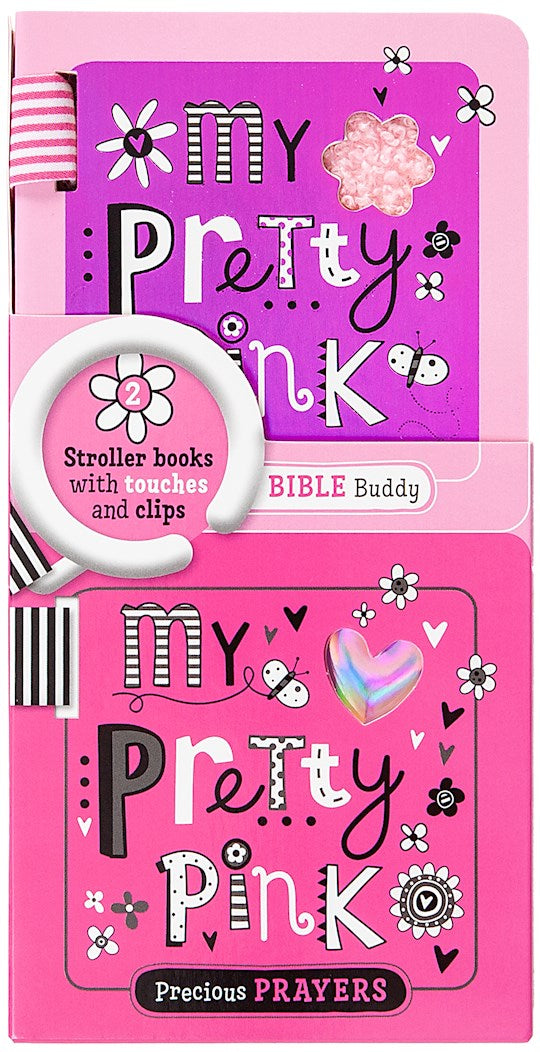 Shiny Vinyl Stroller Books Set (Little Precious Prayers & Bible StoRy Buddies)-Pink