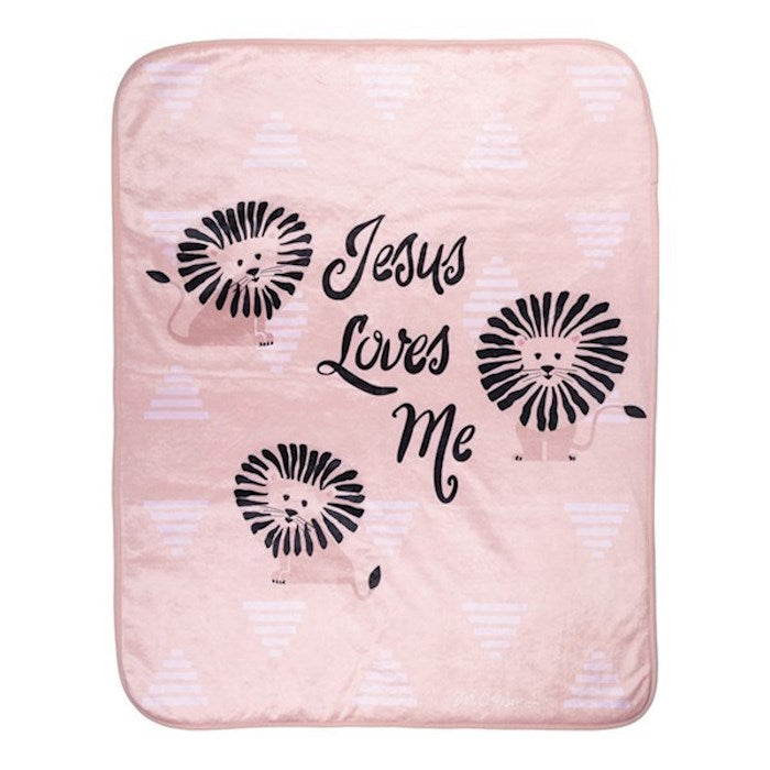 Throw-Jesus Loves Me/Lion-Pink (30" x 40")