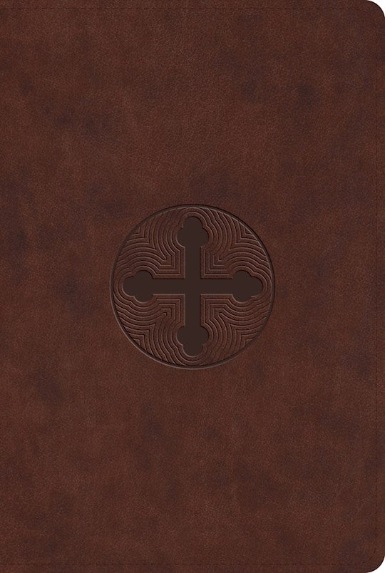 ESV Bible With Creeds And Confessions-Brown Cross Trefoil Design TruTone