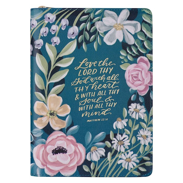 Journal Classic W/ Zip-Love The Lord Matt. 22:37-Teal