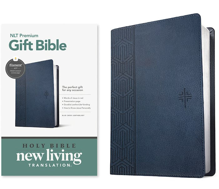 NLT Premium Gift Bible Filament Enabled-Blue Cross LeatherLike