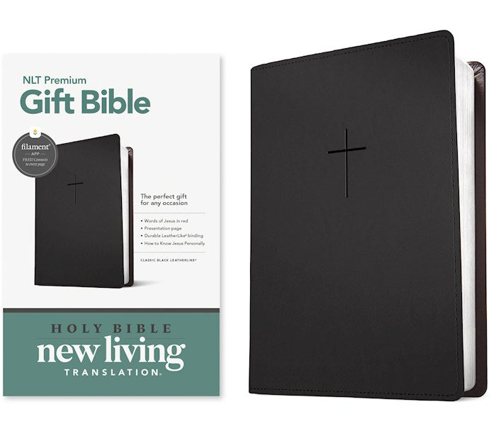 NLT Premium Gift Bible Filament Enabled-Classic Black LeatherLike