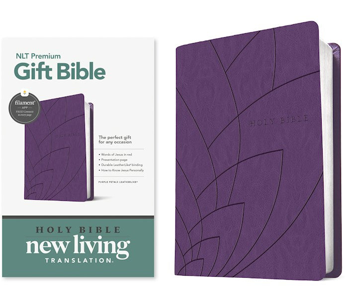 NLT Premium Gift Bible Filament Enabled-Purple Petals LeatherLike