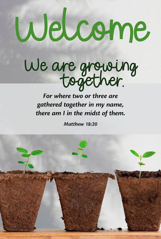 Welcome Folder-Guest: We Are Growing Together (Matthew 18:20 KJV) (Pack Of 12)