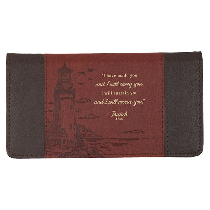 Checkbook Wallet-I Will Carry You Isa. 46:4-Brown Two-tone