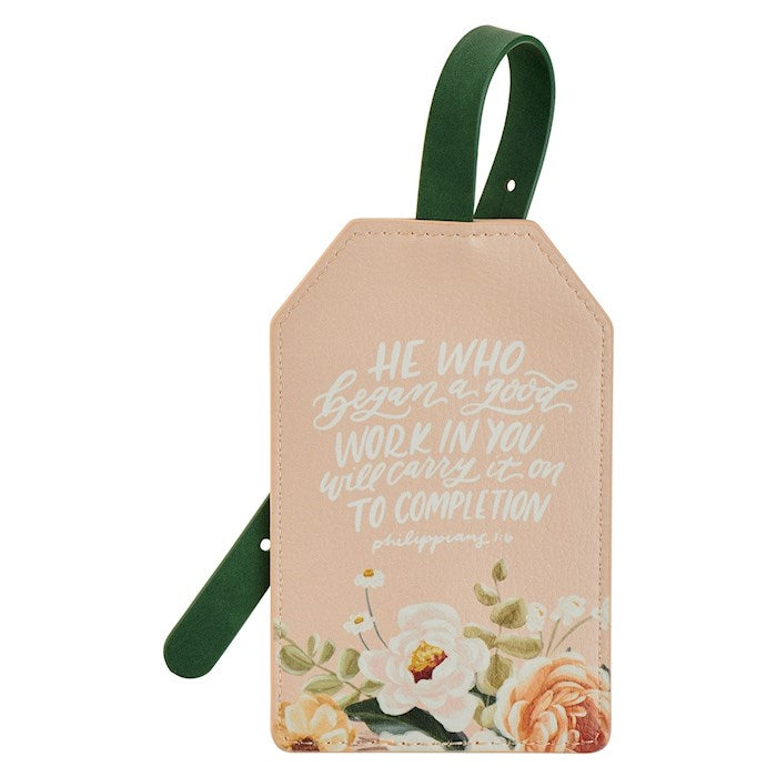 Luggage Tag-Good Work Phil. 1:6-Pink