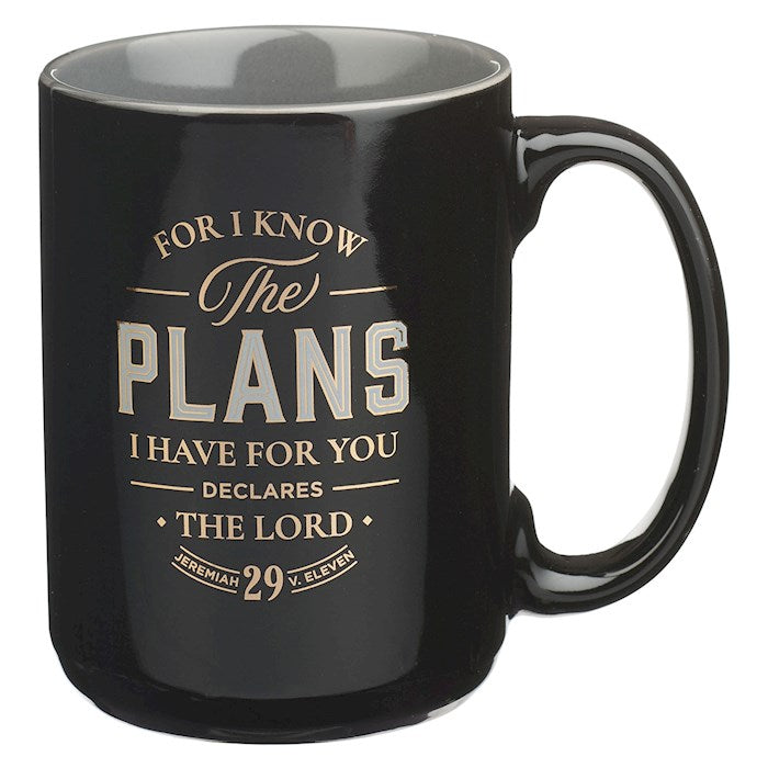 Mug-For I Know The Plans I Have For You (Jeremiah 29:11)-Black Ceramic