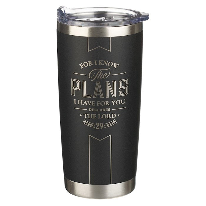 Stainless Steel Tumbler-I Know the Plans Jer. 29:11-Black