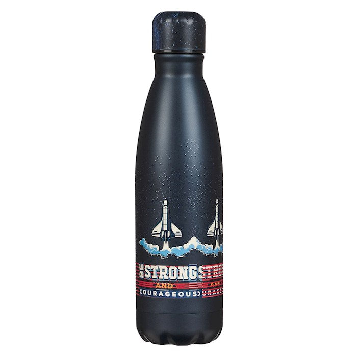 Water Bottle-Be Strong and Courageous (Joshua 1:9)-Navy Space Stainless Steel (17 oz)