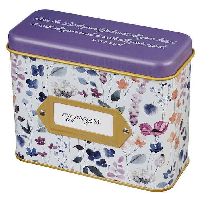 Scripture Cards In Tin-My Prayers Matthew 22:37- Multi-Floral