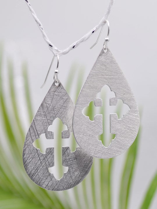 Earrings-Eden Merry-Cross-Silver Overlay