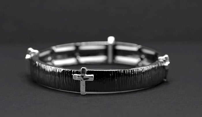 Bracelet-Eden Merry-Cross-Black/Silver