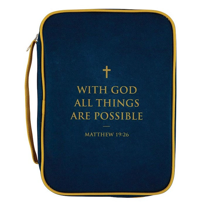 Bible Cover-With God All Things Are Possible (Matthew 19:26) (7" x 10" x 2")