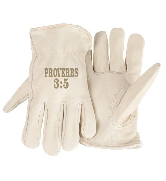 Gloves-Unlined-Proverbs 3:5-White (Medium)