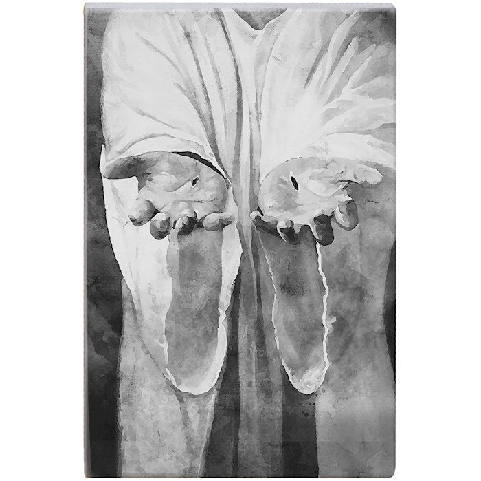Small Talk Rectangle-Jesus Hands (B&W) (5.25 x 3.5)