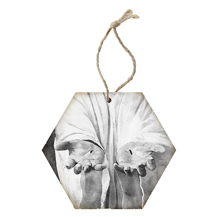 Ornament-Honeycomb-Jesus Hands (B&W) (6.875 x 4.5)