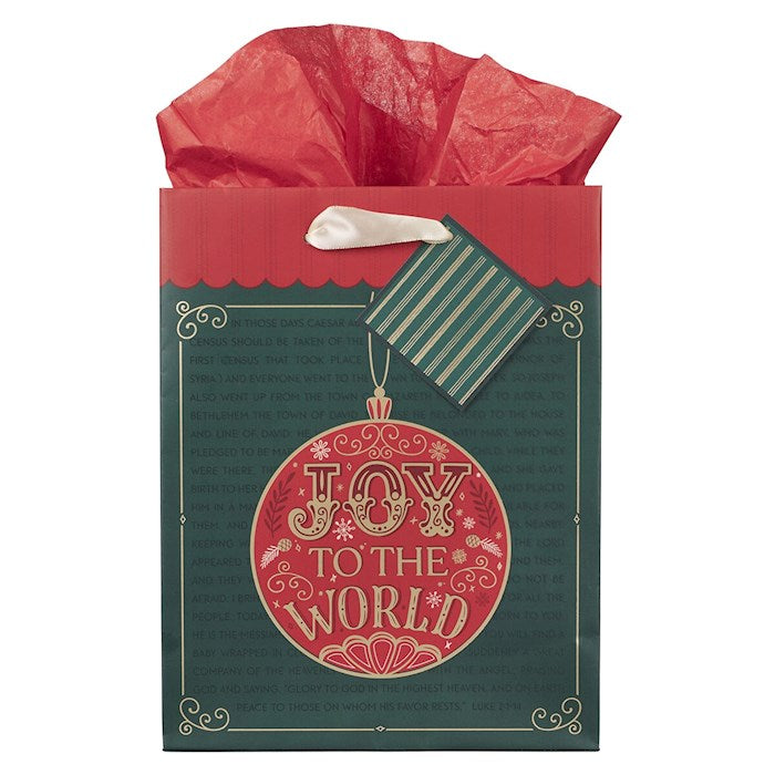 Gift Bag-Joy To The World/Red Bauble-Medium
