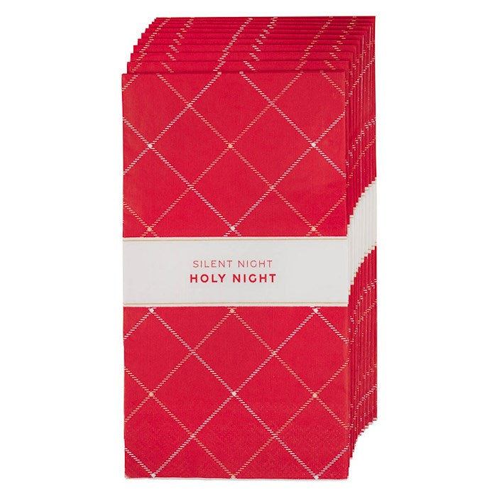 Napkins-Silent Night Plaid (Pack Of 12)