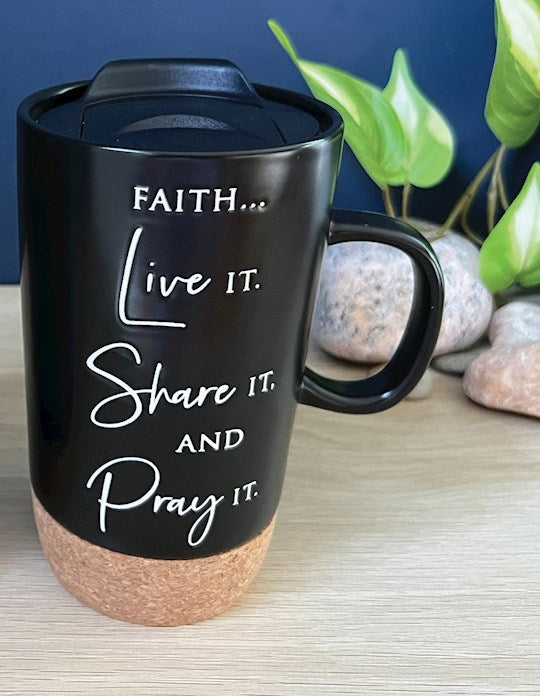 Mug-Travel-Faith...Live It W/ Plastic Lid (16 Oz)