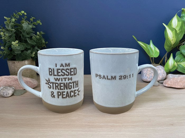 Mug-Scripture-I Am Blessed With Strength & Peace (Psalm 29:11) (18 Oz)